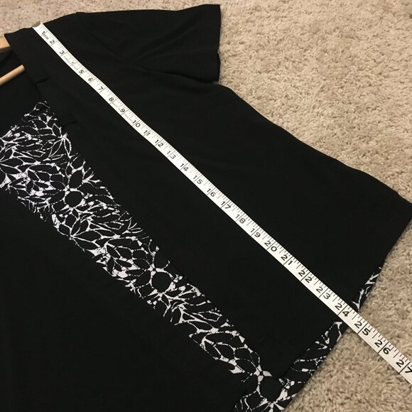 Tradition Made in Canada Black Open Short Sleeve Cardigan With Batik Shirt 2in1 - Picture 15 of 16